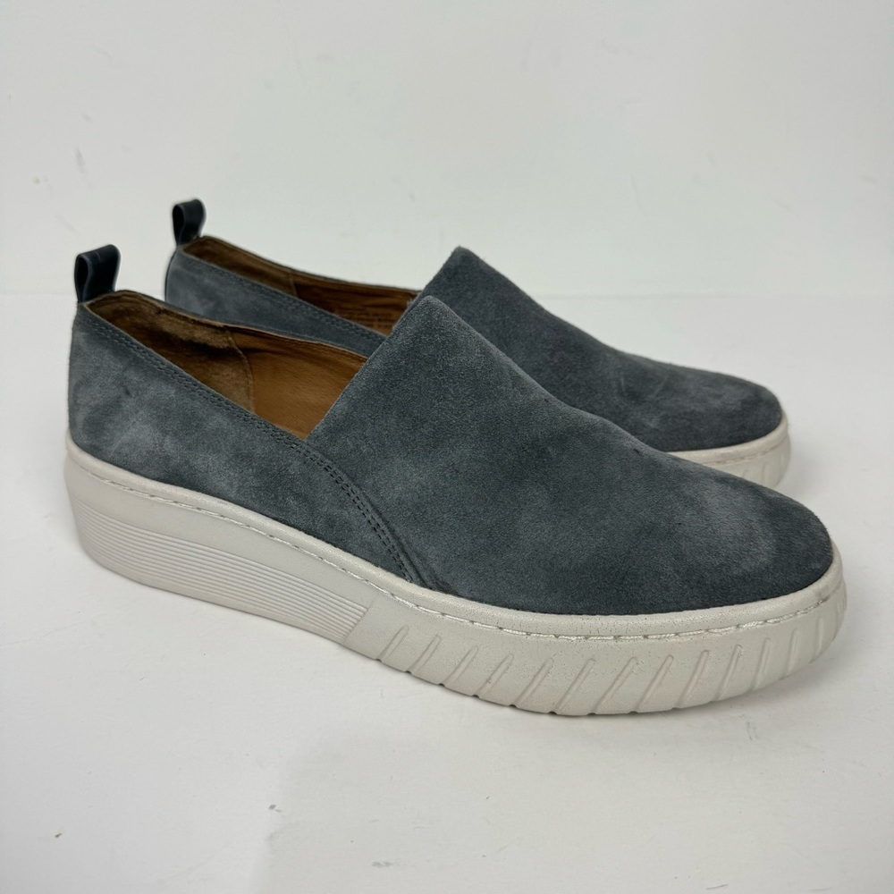 Sofft leather suede grey gray slip on platform sneakers